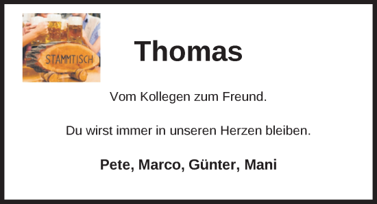 Traueranzeige von Thomas Wilking von Nordwest-Zeitung