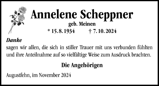 Traueranzeige von Annelene Scheppner von Nordwest-Zeitung