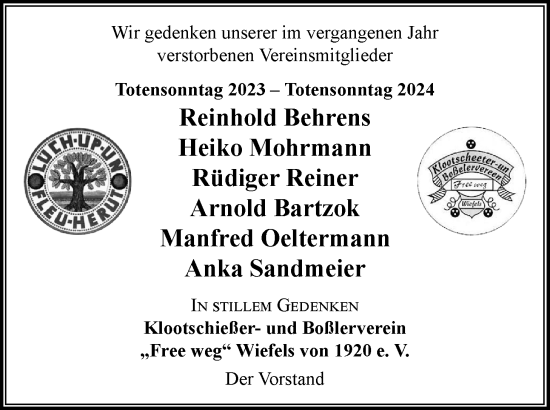 Traueranzeige von Arnold Bartzok von WZ/JW/AH