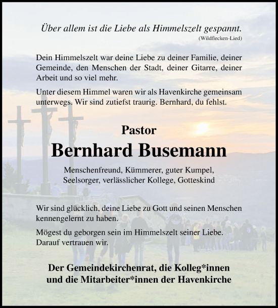 Traueranzeige von Bernhard Busemann von WZ/JW/AH