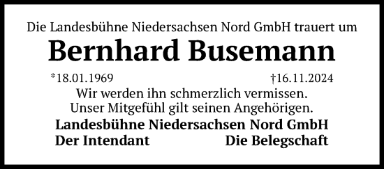 Traueranzeige von Bernhard Busemann von WZ/JW/AH