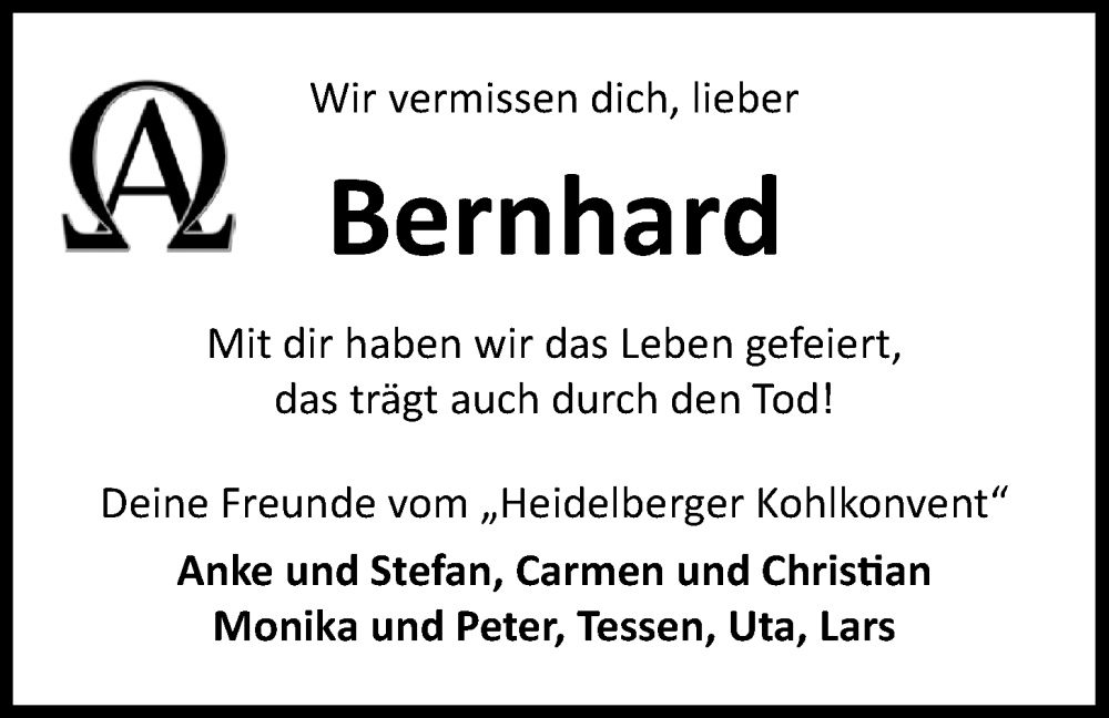  Traueranzeige für Bernhard Busemann vom 20.11.2024 aus WZ/JW/AH