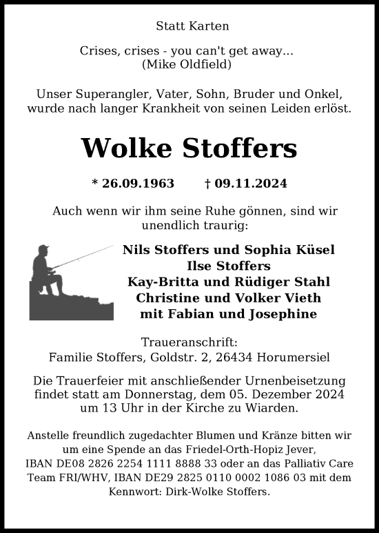 Traueranzeige von Dirk-Wolke Stoffers von WZ/JW/AH