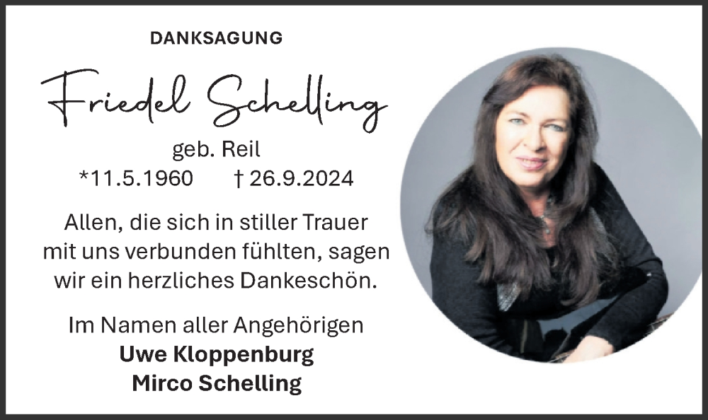  Traueranzeige für Friedel Schelling vom 08.11.2024 aus Nordwest-Zeitung