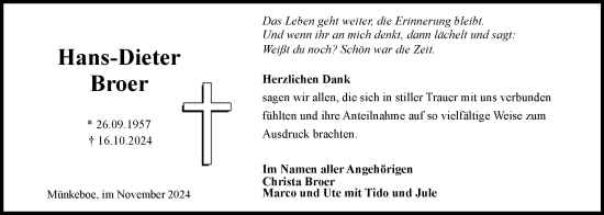 Traueranzeige von Hans-Dieter Broer von Emder Zeitung