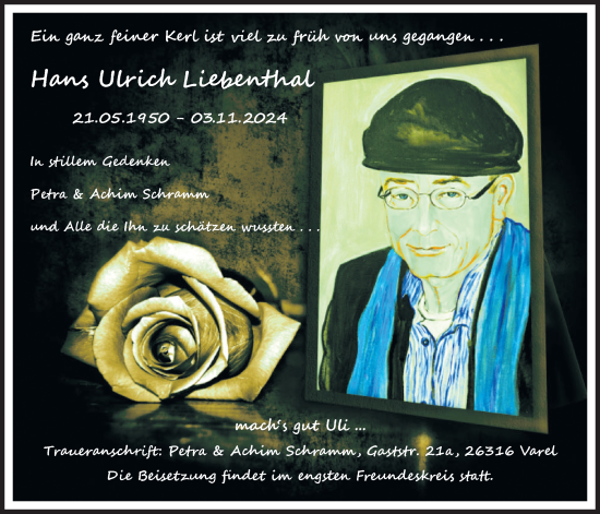 Traueranzeige von Hans Ulrich Liebenthal von Nordwest-Zeitung