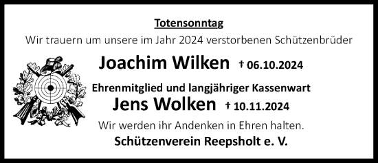 Traueranzeige von Joachim Wilken von WZ/JW/AH