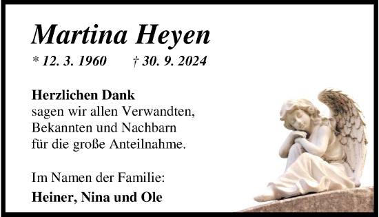 Traueranzeige von Martina Heyen von WZ/JW/AH