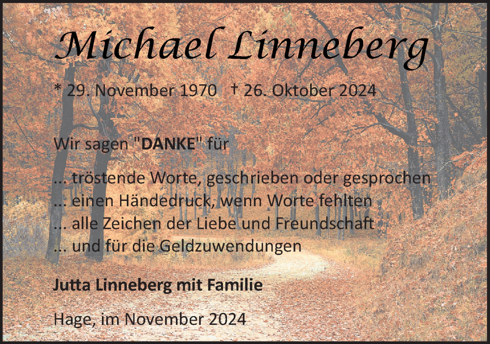  Traueranzeige für Michael Linneberg vom 23.11.2024 aus Emder Zeitung