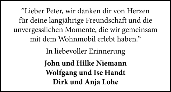 Traueranzeige von Peter Herzog von WZ/JW/AH