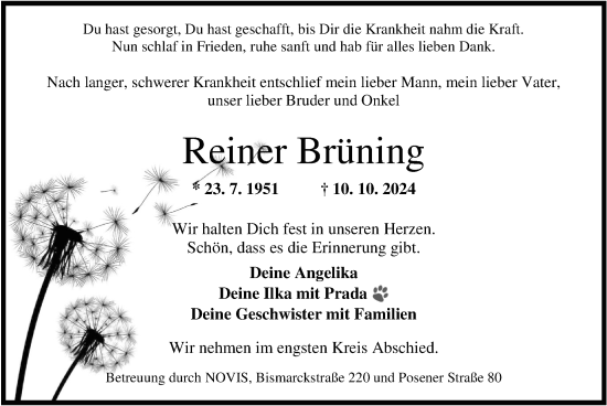Traueranzeige von Reiner Brüning von WZ/JW/AH