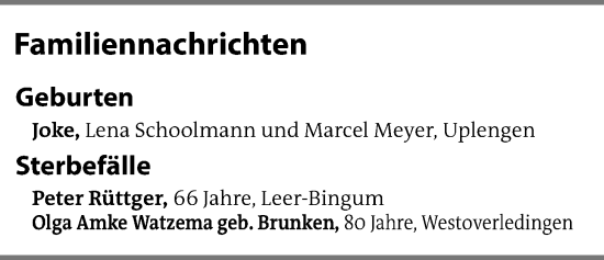 Traueranzeige von Sterbetafel vom 09.11.2024 von Emder Zeitung