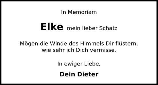 Traueranzeige von Elke Auberg von Nordwest-Zeitung