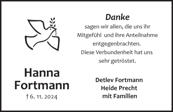 Traueranzeige von Hanna Fortmann von Nordwest-Zeitung