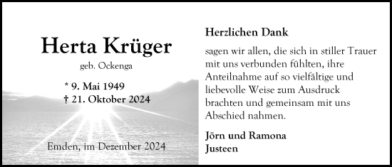 Traueranzeige von Herta Krüger von Emder Zeitung
