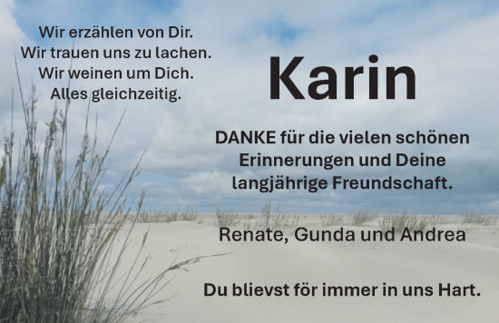 Traueranzeige von Karin  von Emder Zeitung