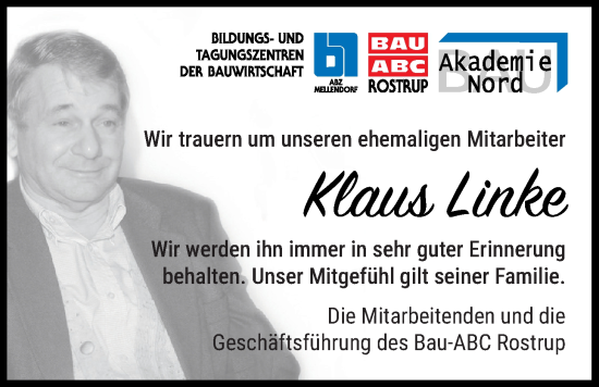 Traueranzeige von Klaus Linke von Nordwest-Zeitung