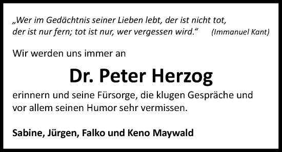 Traueranzeige von Peter Herzog von WZ/JW/AH