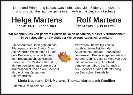Traueranzeige von Rolf Martens von Nordwest-Zeitung