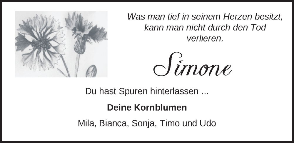  Traueranzeige für Simone Jähnig vom 06.12.2024 aus Nordwest-Zeitung