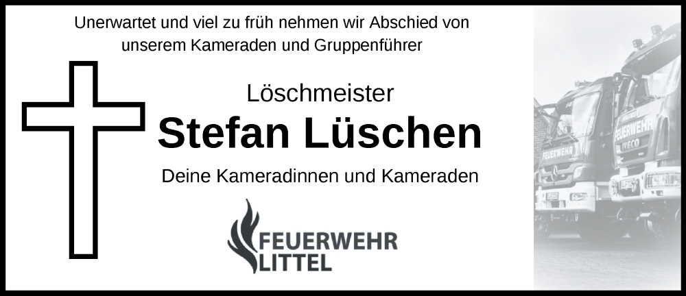  Traueranzeige für Stefan Lüschen vom 24.02.2024 aus Nordwest-Zeitung