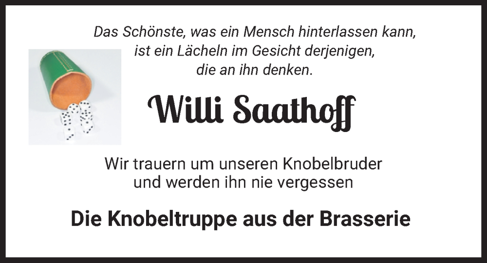  Traueranzeige für Willi Saathoff vom 10.02.2024 aus Emder Zeitung