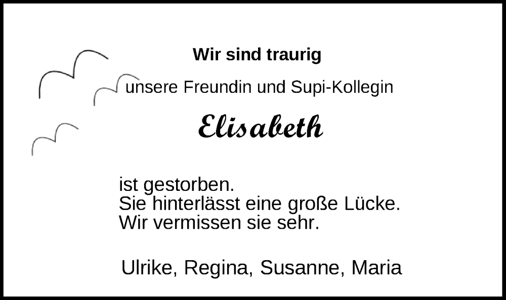  Traueranzeige für Elisabeth Blömer vom 09.03.2024 aus Nordwest-Zeitung