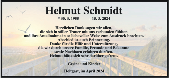Traueranzeige von Helmut Schmidt von WZ/JW/AH