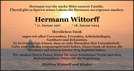 Traueranzeige von Hermann Wittorff von Emder Zeitung