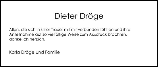 Traueranzeige von Klaus-Dieter Dröge von Emder Zeitung