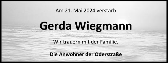 Traueranzeige von Gerda Wiegmann von Emder Zeitung