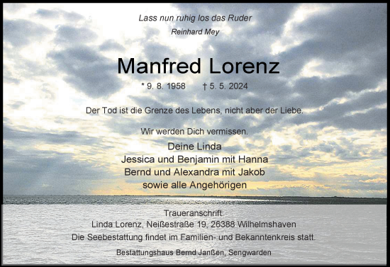 Traueranzeige von Manfred Lorenz von WZ/JW/AH
