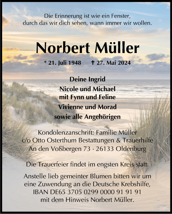 Traueranzeige von Norbert Müller von Nordwest-Zeitung