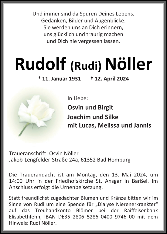 Traueranzeige von Rudolf Nöller von Nordwest-Zeitung