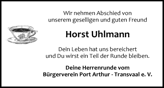 Traueranzeige von Horst Uhlmann von Emder Zeitung