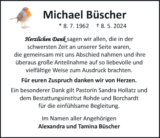 Traueranzeige von Michael Büscher von Nordwest-Zeitung