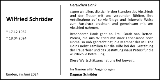 Traueranzeige von Wilfried Schröder von Emder Zeitung