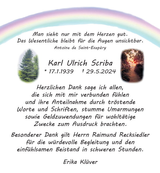 Traueranzeige von Karl Ulrich Scriba von Nordwest-Zeitung