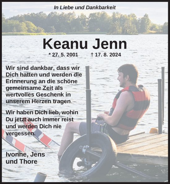 Traueranzeige von Keanu Jenn von Nordwest-Zeitung