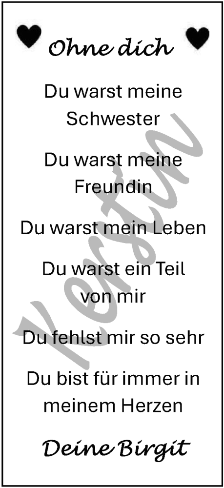 Traueranzeige von Kerstin Sandmann von Nordwest-Zeitung