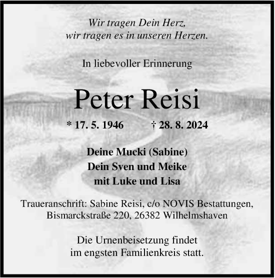 Traueranzeige von Peter Reisi von WZ/JW/AH