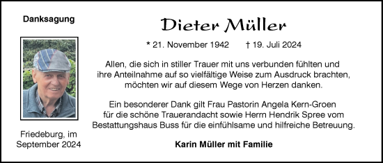 Traueranzeige von Dieter Müller von WZ/JW/AH