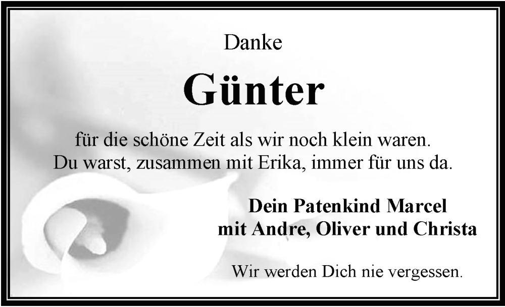  Traueranzeige für Günter Hilgen vom 10.09.2024 aus Nordwest-Zeitung