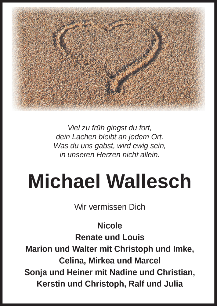  Traueranzeige für Michael Wallesch vom 18.09.2024 aus WZ/JW/AH