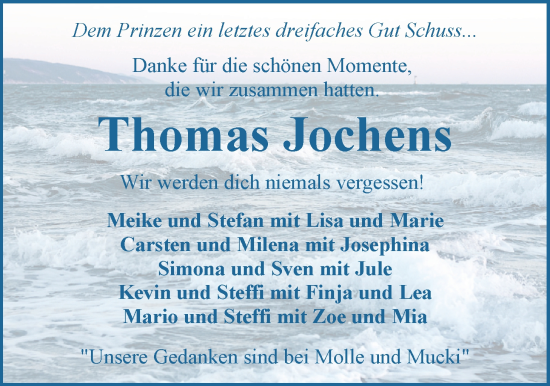 Traueranzeige von Thomas Jochens von Nordwest-Zeitung