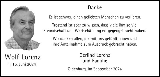 Traueranzeige von Wolf Lorenz von Nordwest-Zeitung
