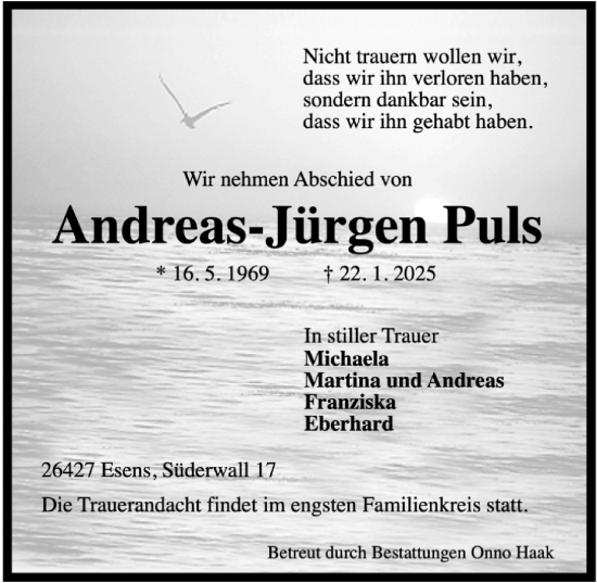 Traueranzeige von Andreas-Jürgen Puls von WZ/JW/AH