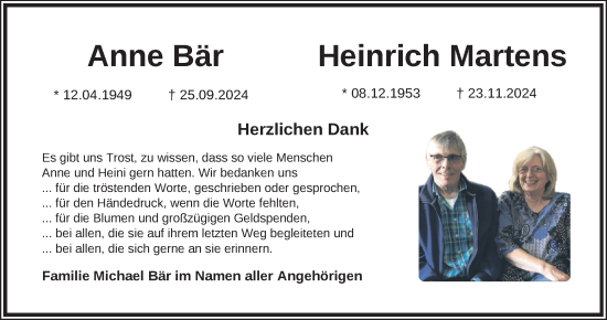 Traueranzeige von Anne Bär von Nordwest-Zeitung