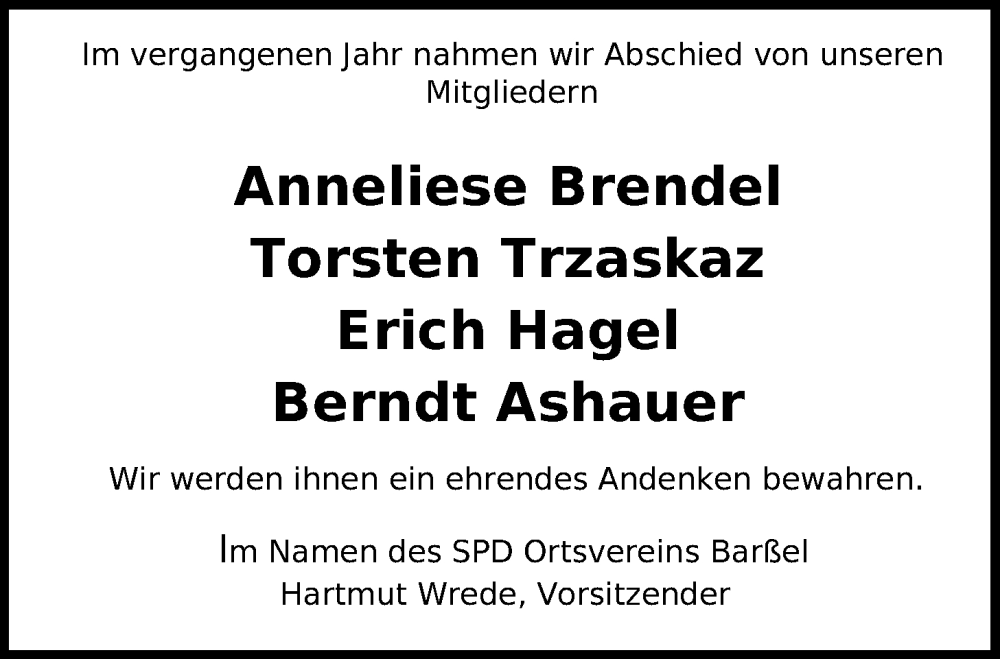  Traueranzeige für Berndt Ashauer vom 11.01.2025 aus Nordwest-Zeitung