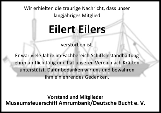 Traueranzeige von Eilert Eilers von Emder Zeitung